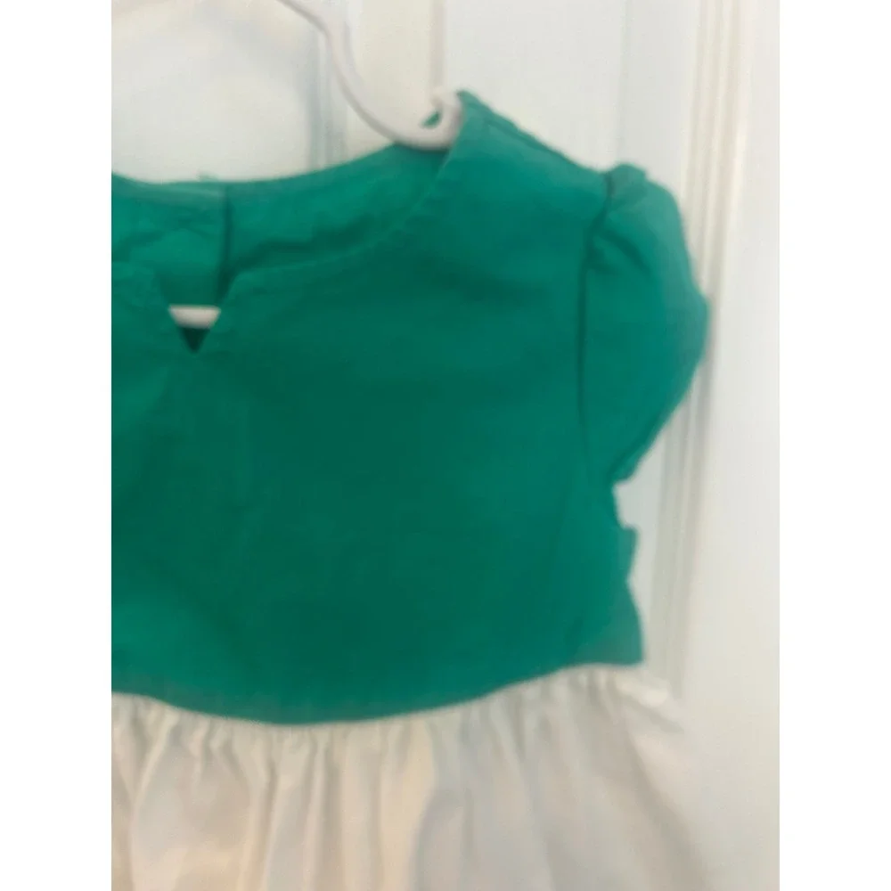 Gymboree‎ Dress Green White Embroidered Floral Cotton Cap Sleeve 4T Summer Bin B